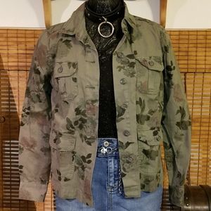 New Floral Camo Forest Green Denim Jacket